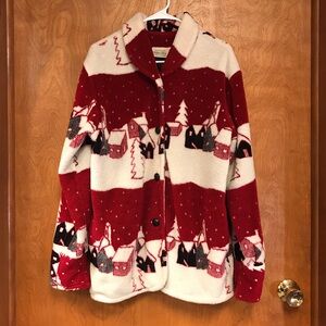 St. John's Bay Holiday Winter Button-Up Fleece Jacket / Fair Isle - Size M